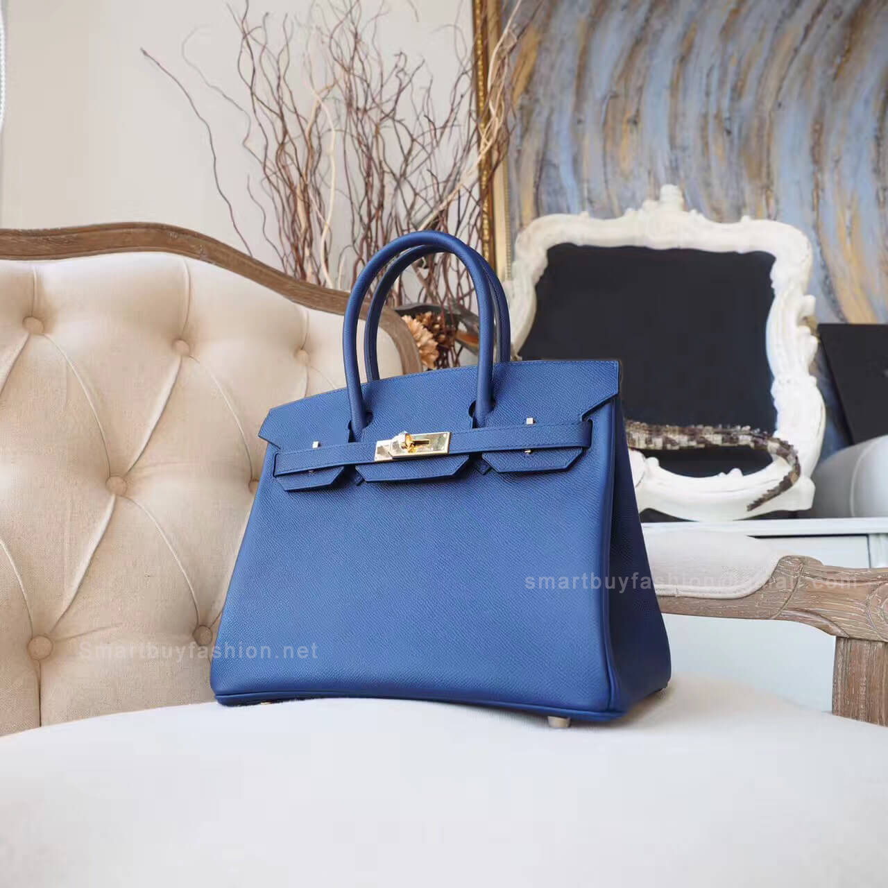 Hermes Birkin 30 Handbag in ck73 Blue Saphir Epsom GHW